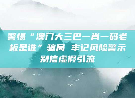 警惕“澳门大三巴一肖一码老板是谁”骗局 牢记风险警示别信虚假引流