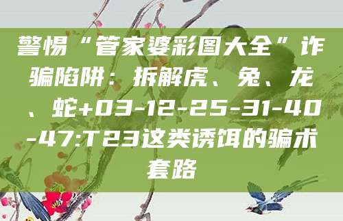 警惕“管家婆彩图大全”诈骗陷阱：拆解虎、兔、龙、蛇+03-12-25-31-40-47:T23这类诱饵的骗术套路