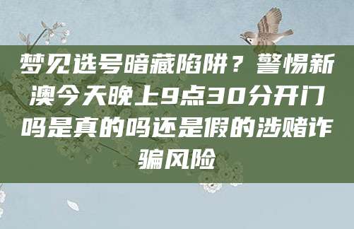梦见选号暗藏陷阱？警惕新澳今天晚上9点30分开门吗是真的吗还是假的涉赌诈骗风险