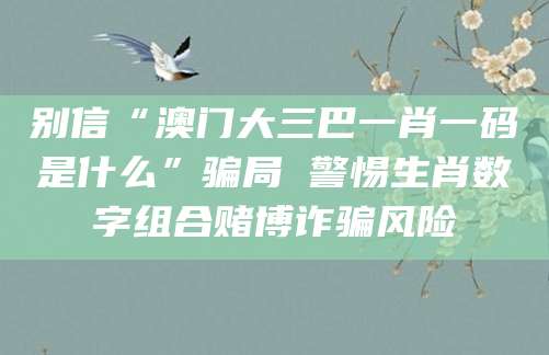 别信“澳门大三巴一肖一码是什么”骗局 警惕生肖数字组合赌博诈骗风险
